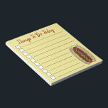 Hot Dog Mustard Relish Foodie To Do List Notepad<br><div class="desc">List-style note pad design features an original marker illustration of an hot dog with mustard and relish, and THINGS TO DO TODAY in a fun font. Lots of additional illustrated notepads are also available from this shop. This design is also available on other products. Don't see what you're looking for?...</div>