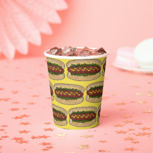 Hot Dog Mustard Relish Frankfurter Hotdog Weiner Paper Cups