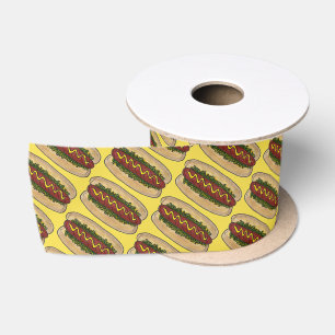 Hot Dog Mustard Relish Frankfurter Hotdog Weiner Satin Ribbon