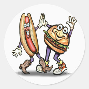 Hot Dog n Hamburger Classic Round Sticker