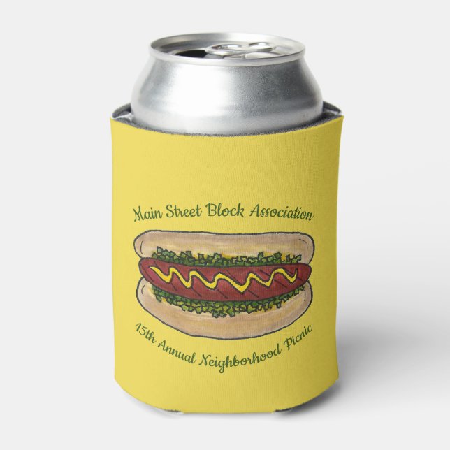 Hot Dog Neighbourhood Reunion Picnic Cookout Party Can Cooler (Can Front)