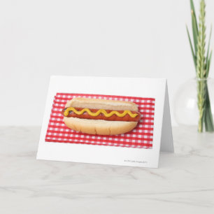 Hot Dog on Chequered Picnic Table Card