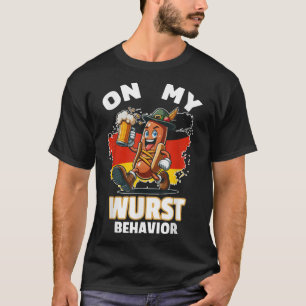 Hot Dog On My Wurst Behaviour Funny German Men T-Shirt