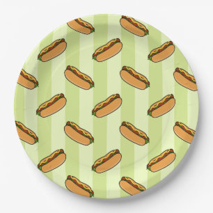 Hot Dog Pattern Paper Plate