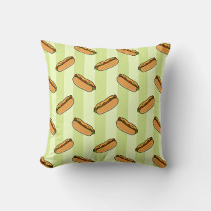 Hot Dog Pattern Throw Pillow