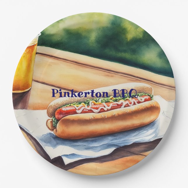 Hot Dog Personalized Paper Plate (Front)
