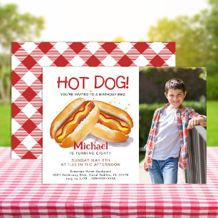Hot Dog Photo Anniversaire Invitation - Jardin pou
