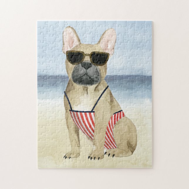 Hot Dog | Puppy In Sunglasses At The Beach Jigsaw Puzzle (Vertical)