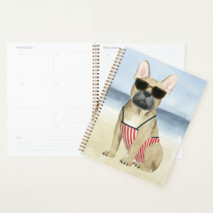 Hot Dog Puppy In Sunglasses At The Beach Planner