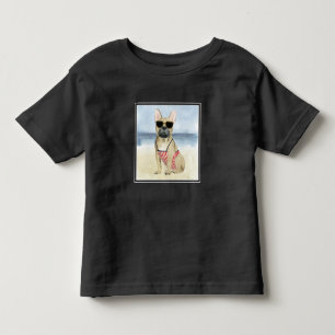 Hot Dog   Puppy In Sunglasses At The Beach Toddler T-shirt