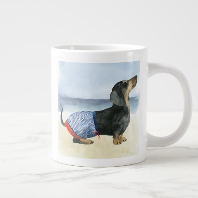 Hot Dog | Puppy In Swimming Trunks Large Coffee Mug (Right)