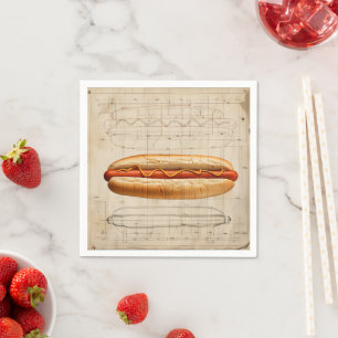 Hot Dog Retro Diagram Napkin