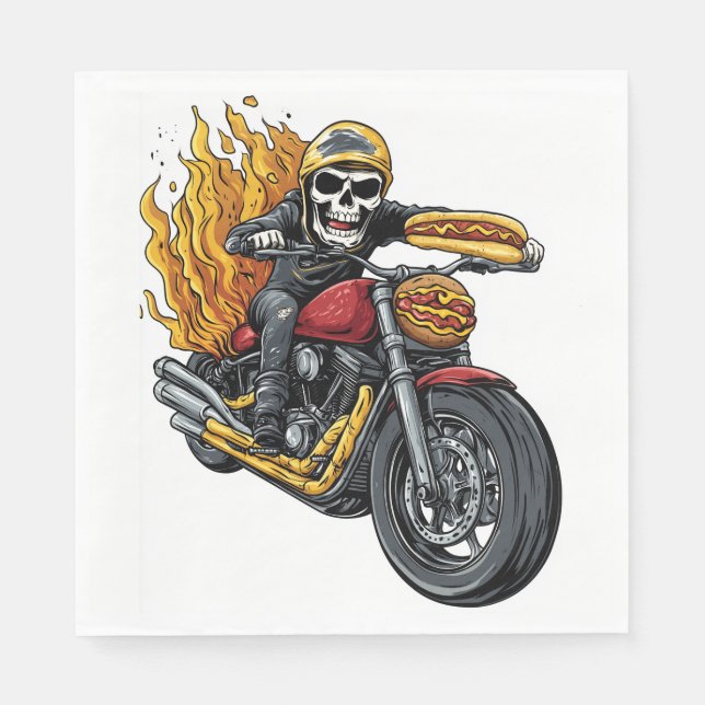 Hot Dog Rider � Funny Biker Skull Napkin (Front)