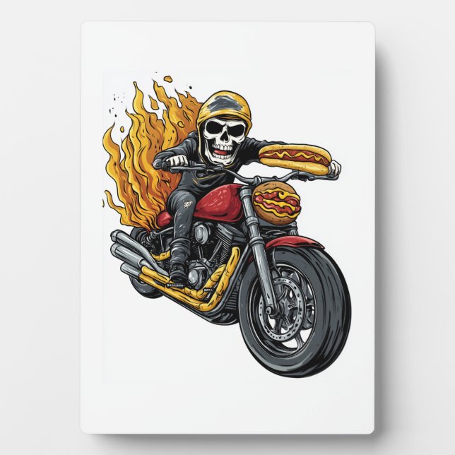 Hot Dog Rider � Funny Biker Skull Plaque (Front)