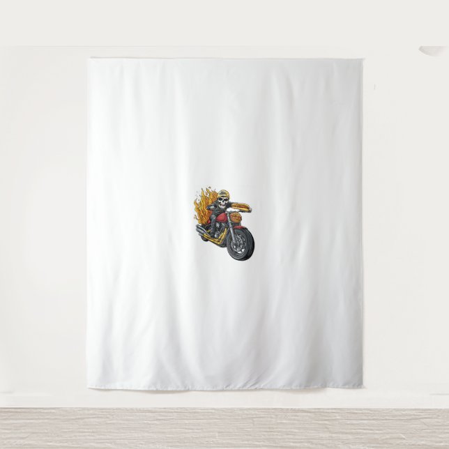Hot Dog Rider – Funny Biker Skull Tapestry (Front)