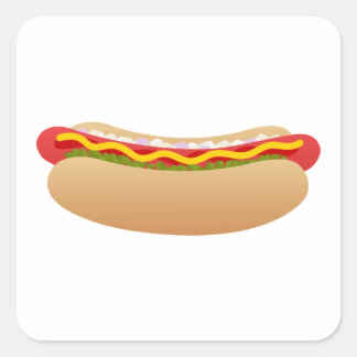 Hot Dog Square Sticker