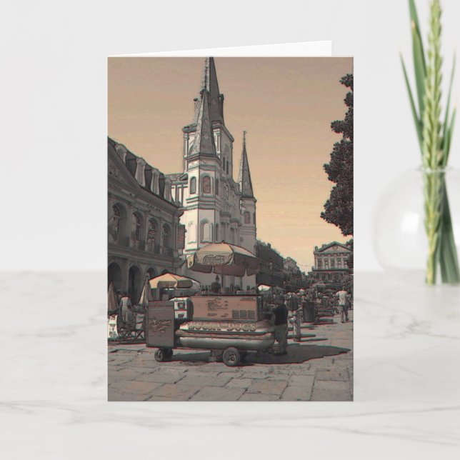 Hot Dog Vendor French Quarter Card (Front)