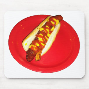 Hot Dog with Ketchup and Mustard Mouse Pad