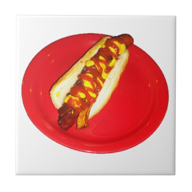 Hot Dog with Ketchup and Mustard Tile (Front)