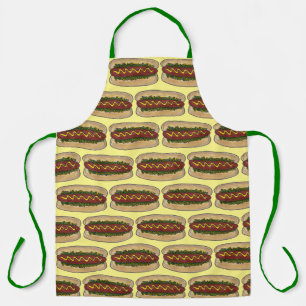 Hot Dog with Mustard and Relish Fast Food Hotdog Apron