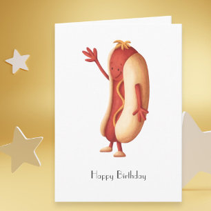 Hot Dog with Mustard Happy Birthday Personalized  Card