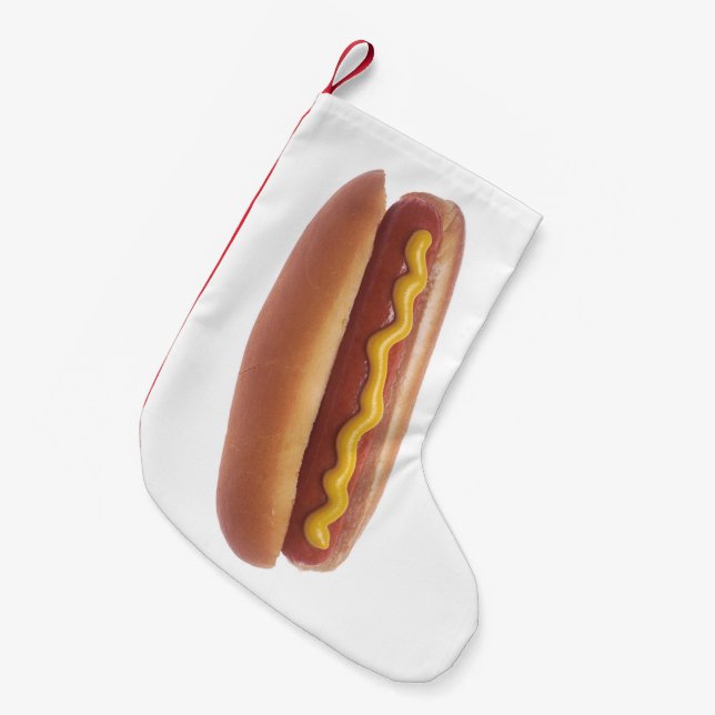 Hot Dog with Mustard Small Christmas Stocking (Front (Hanging))