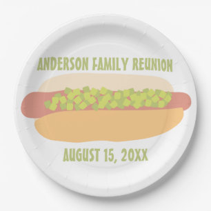 Hot Dog with Relish Personalized Party Paper Plate