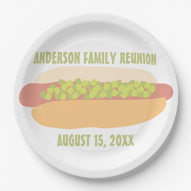 Hot Dog with Relish Personalized Party Paper Plate (Front)