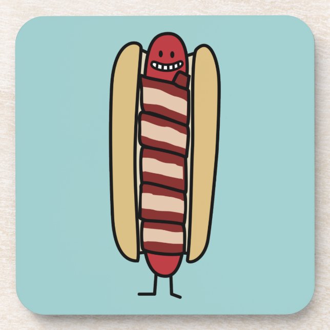 Hot dog wrapped in Bacon Coaster (Front)