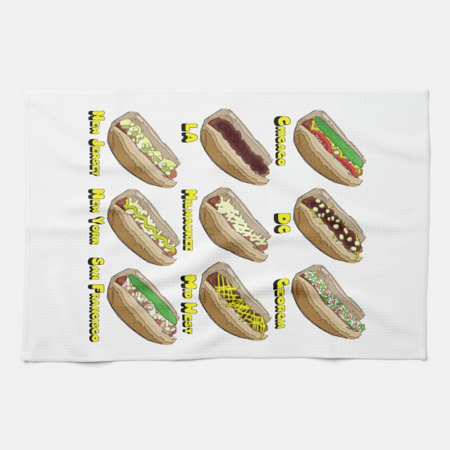Hot Dogs Across America Kitchen Towel (Horizontal)