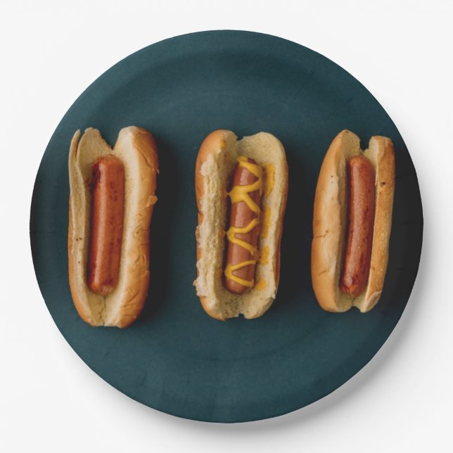 Hot Dogs and Buns Paper Plate (Front)