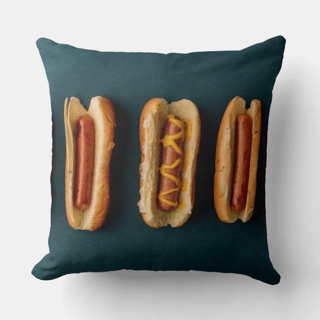 Hot Dogs and Buns Throw Pillow (Front)