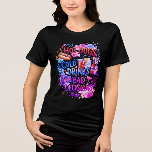 Hot Dogs Bad Decisions Tri-Blend Shirt (Front)