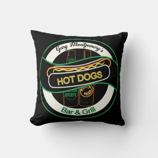 Hot Dogs & Beer Bar & Grill Throw Pillow