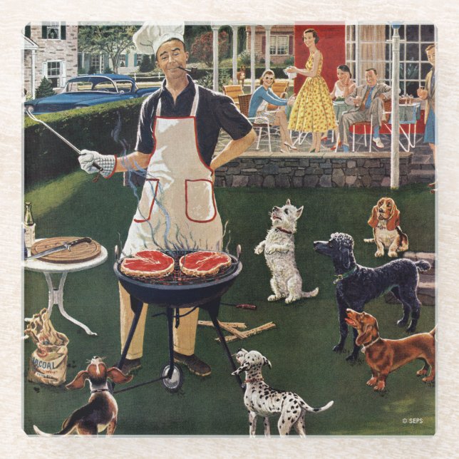 Hot Dogs Glass Coaster (Front)