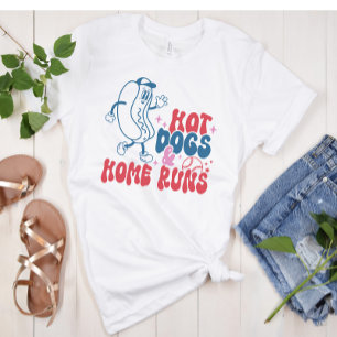 Hot Dogs & Home Runs Baseball Maman T-shirt Vintag