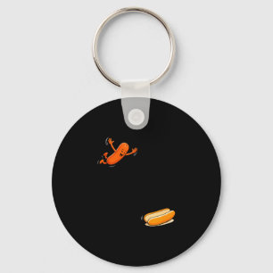 Hot dogs jumping into bun sausage 250 years 4th of keychain