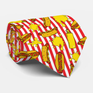 Hot Dogs Mustard Baseball Stadium Ball Park Tie