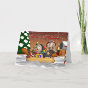 Hot-dogs, oignons, petit pain, carte de Noël -
