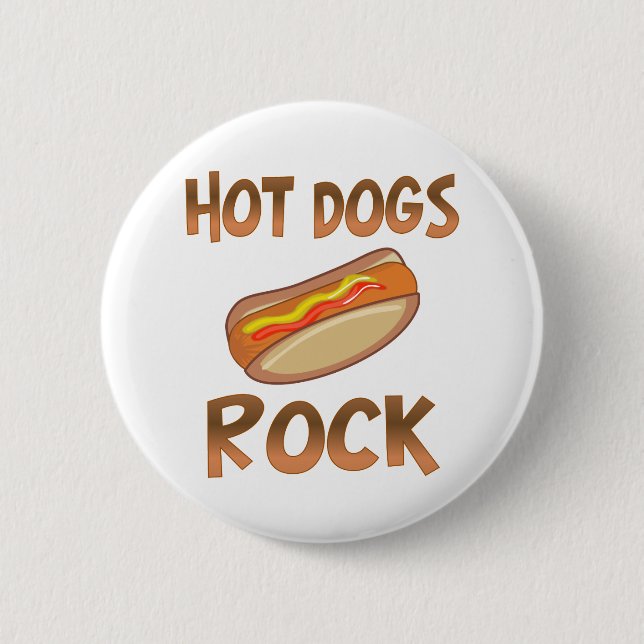 Hot Dogs Rock 2 Inch Round Button (Front)