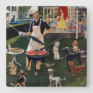 Hot Dogs Square Wall Clock