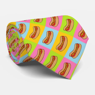 hot dogs tiled design tie