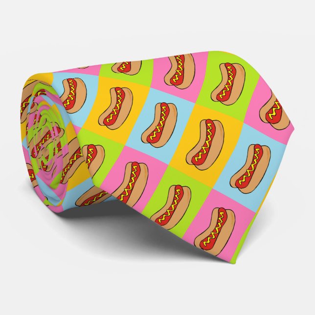 hot dogs tiled design tie (Rolled)