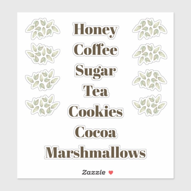 Hot Drink Bar Labels  (Sheet)