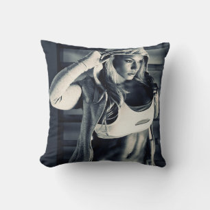 Hot Female Fitness Girl Throw Pillow