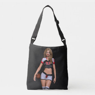 Hot Female Football Player Against Black Crossbody Bag