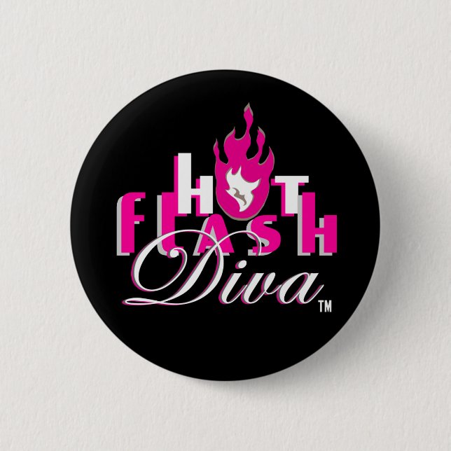 Hot Flash Diva Logo for Dark Bkg 2 Inch Round Button (Front)