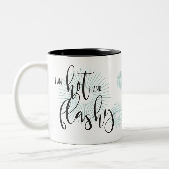 Hot Flash for Coffee Lovers Two-Tone Coffee Mug (Left)