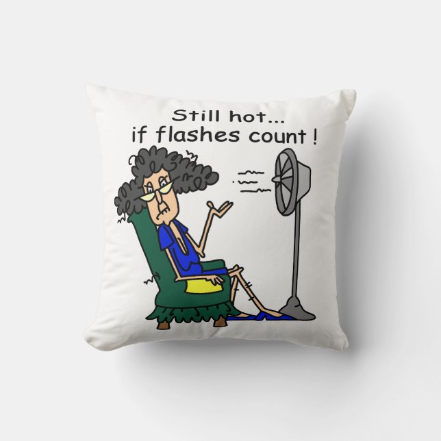 Hot Flash Humour Throw Pillow (Front)