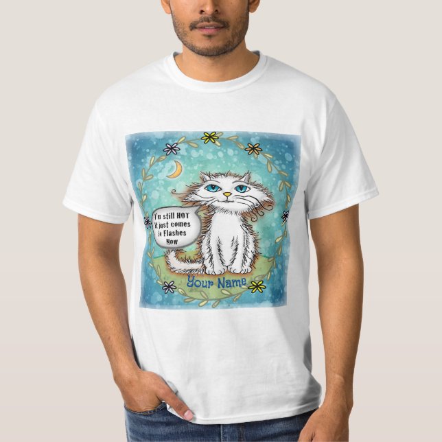 Hot Flashes Scraggles Cat T-Shirt (Front)